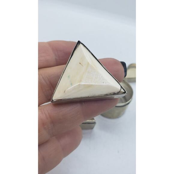 Vintage Silver Trinket Jewelry Pill Stash Box Set Shell Inlay Geometric 3 pcs - Picture 6 of 10